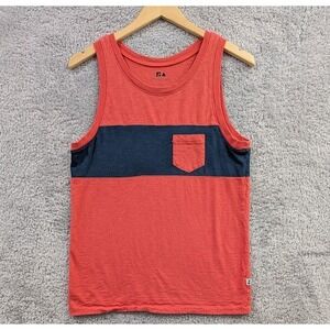 Free Assembly Men's Size Small Color Block Pocket Tank Top Coral and Navy Blue